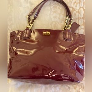COACH “Chelsea” Red/Burgandy Patent Leather Tote - Pre owned